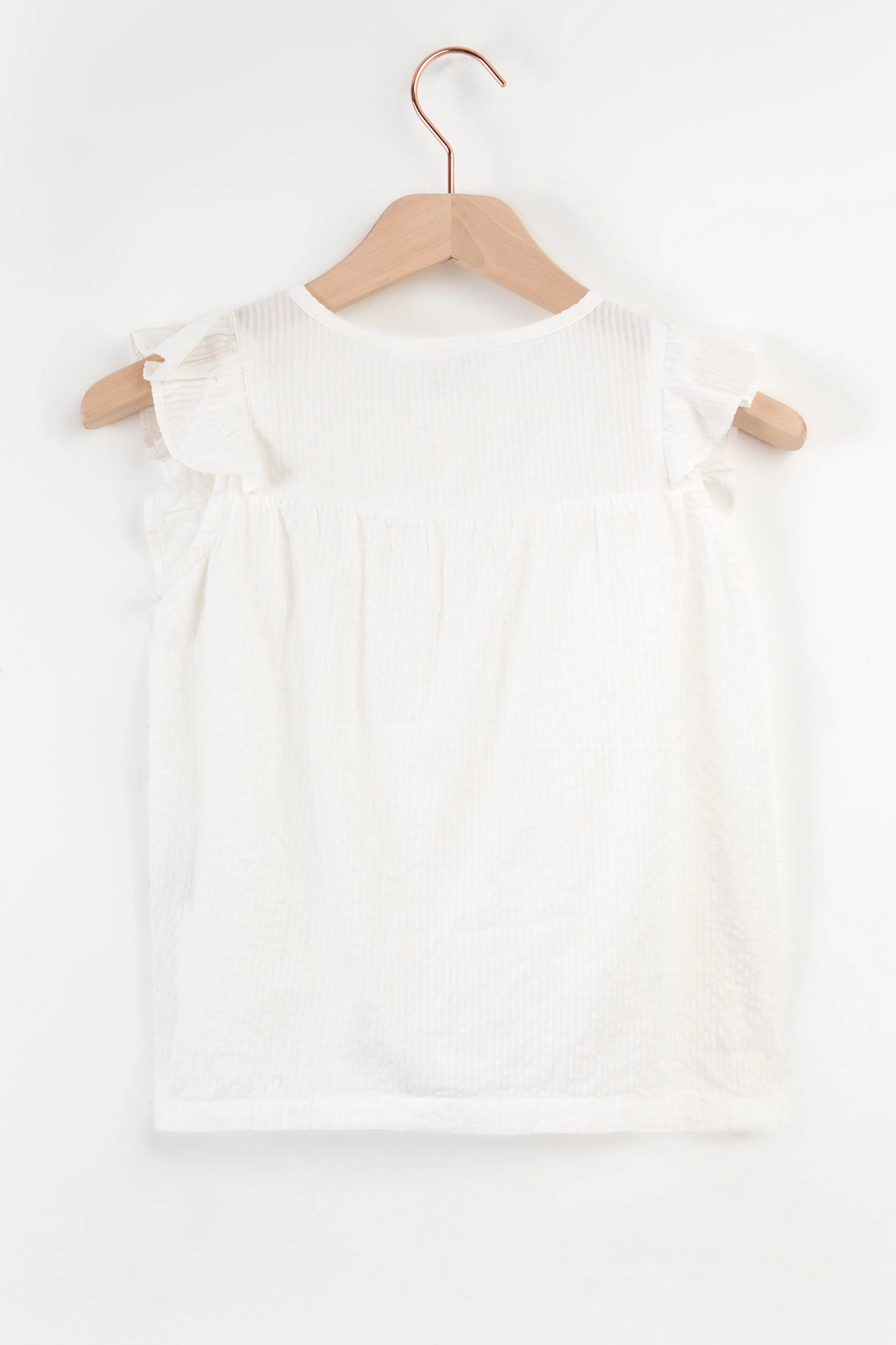 Blouse sans manches avec des volants - blanc