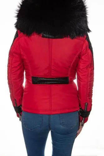 Blouson Femme Horspist Milano Bis Rouge Col Noir. 