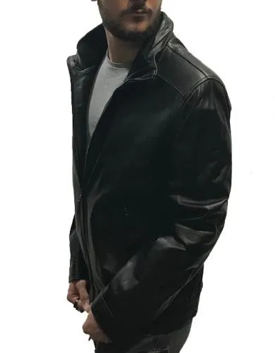 Blouson homme cuir agneau Giovanni Armando noir.