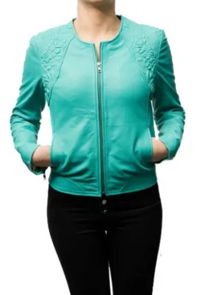 Blouson LPB EMMA GREEN en cuir d'agneau très léger