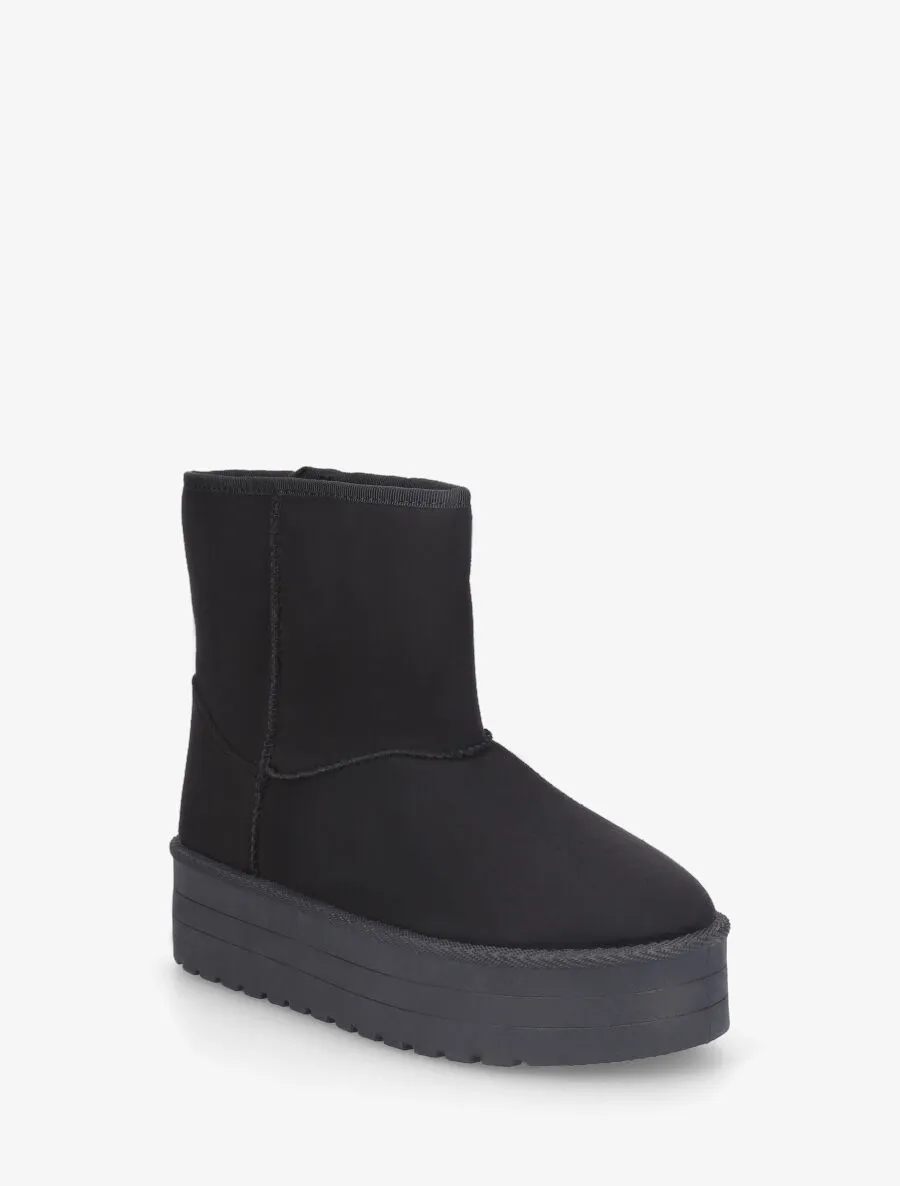 Boots fourrées à plateforme - Noir