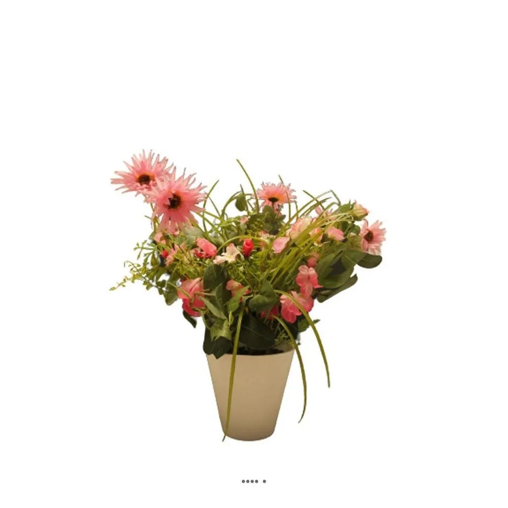 Bouquet de fleurs artificielles en pot h38cm rose-crème