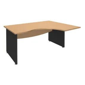Bureau compact à droite DUAL - L180 cm - Pieds Anthracite - plateau imitation Hêtre (Pieds de renfort ou caisson bout de bureau 