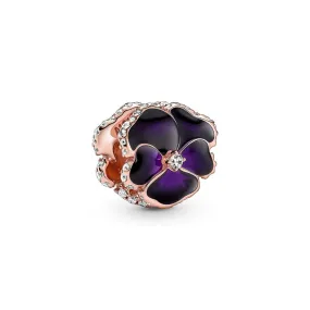 Charm Pandora Moments fleur violette & strass - Rose gold | 3 Suisses