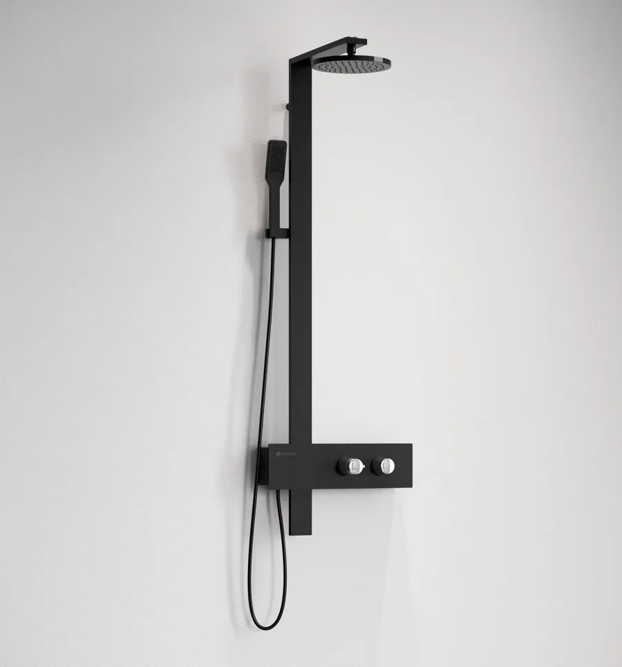 Colonne de douche thermostatique F Noir Mat - EFFET-H