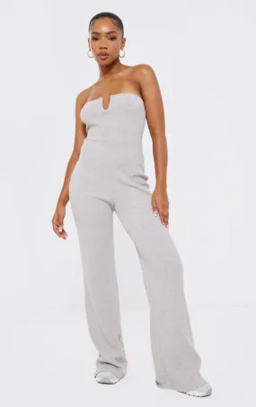 Combinaison bustier côtelée avoine à barre en V