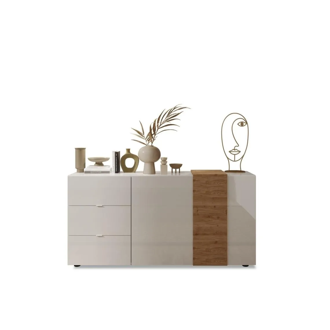 Commode 2 portes 3 tiroirs blanc lacqué | 3 Suisses