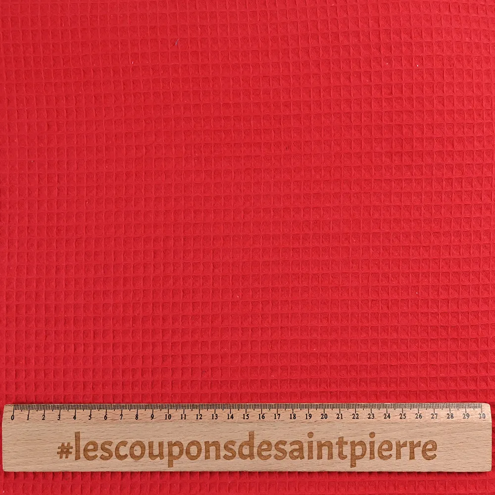 Coton 100% nid d'abeille rouge