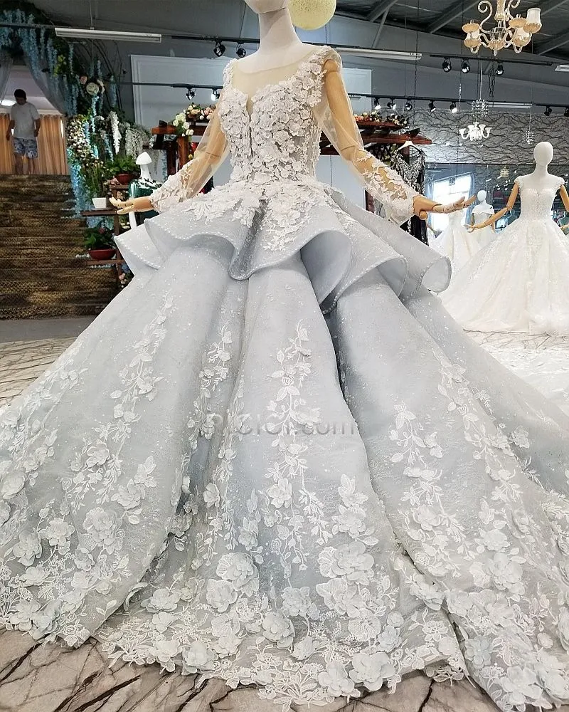 Décolleté Robe Quinceanera Robe De Bal Glitter Robe Gala Brillante Dentelle Manche Longue Élégant Luxe Robe De Ceremonie Dos Nu