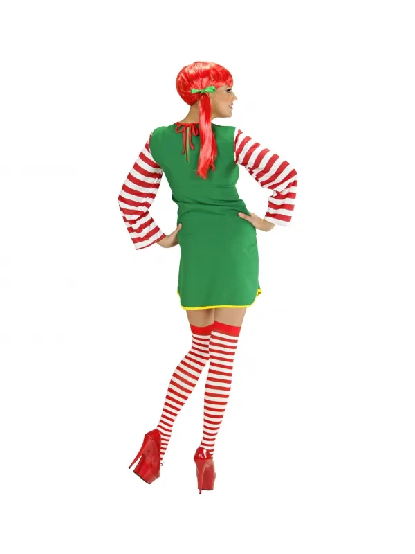 Déguisement Fifi adulte vert, jaune & rouge (robe avec tablier)