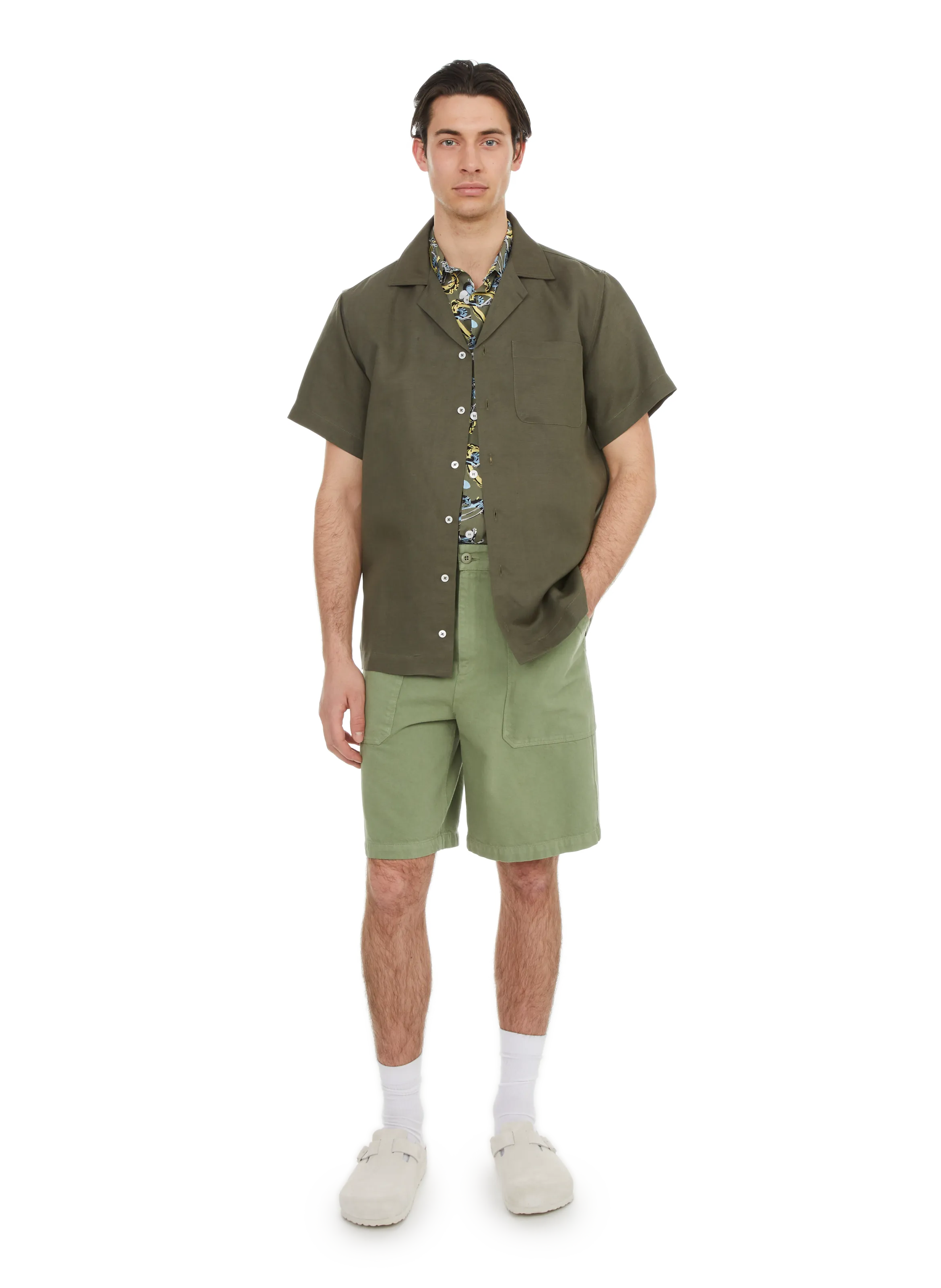 EDITIONS 102  Chemise Barac en lin et lyocell - Kaki