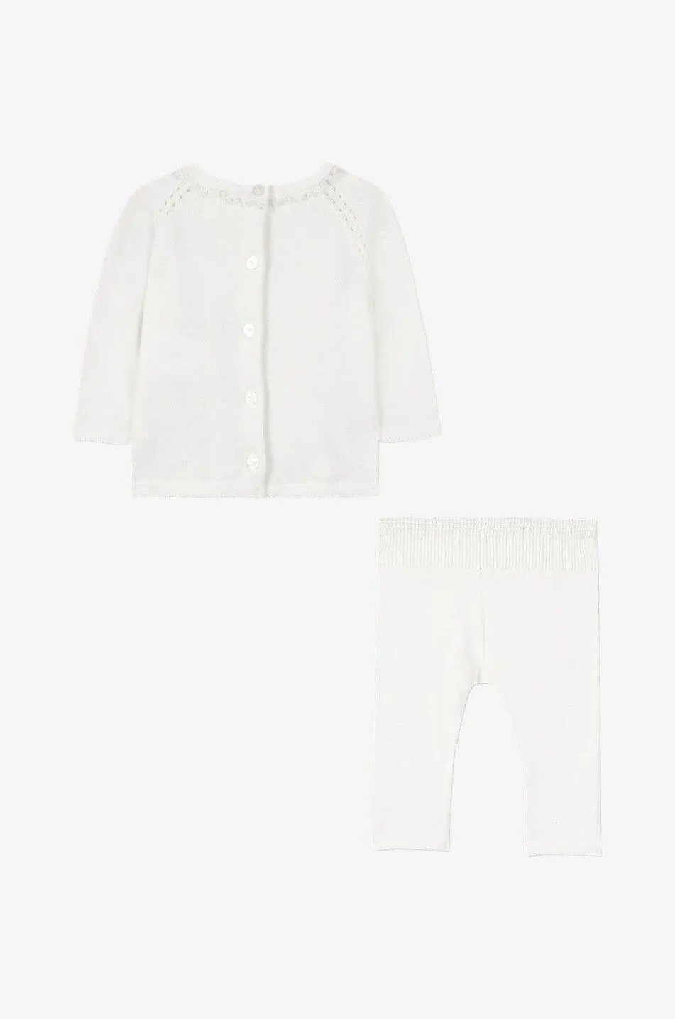 Ensemble pantalon en maille et pull ajouré à dentelle bébé
