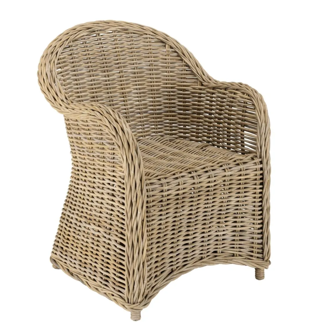 Fauteuil en kubu avec coussin d'assise blanc KALLY | 3 Suisses