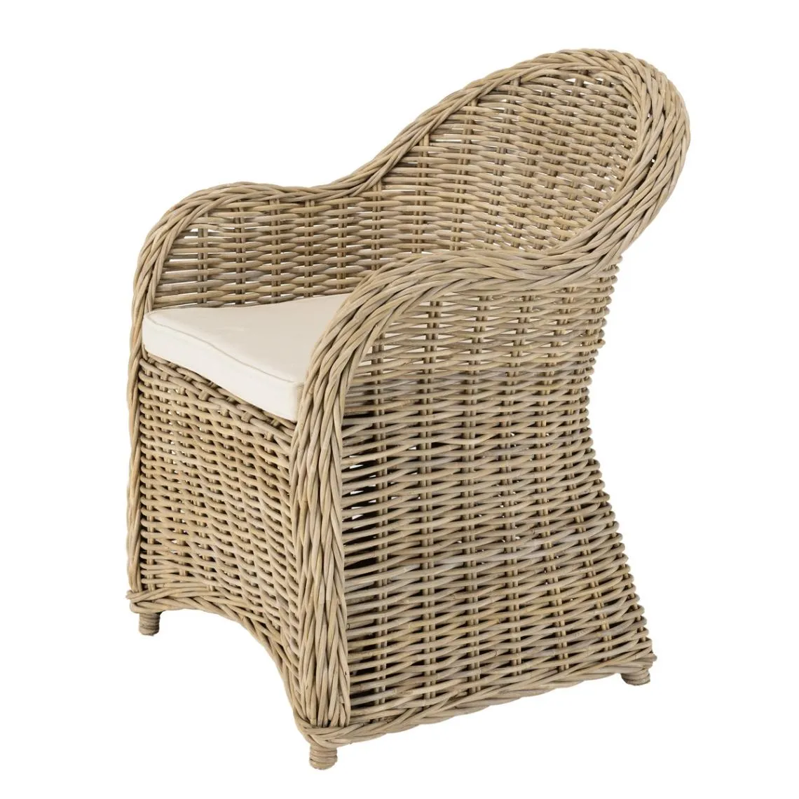 Fauteuil en kubu avec coussin d'assise blanc KALLY | 3 Suisses