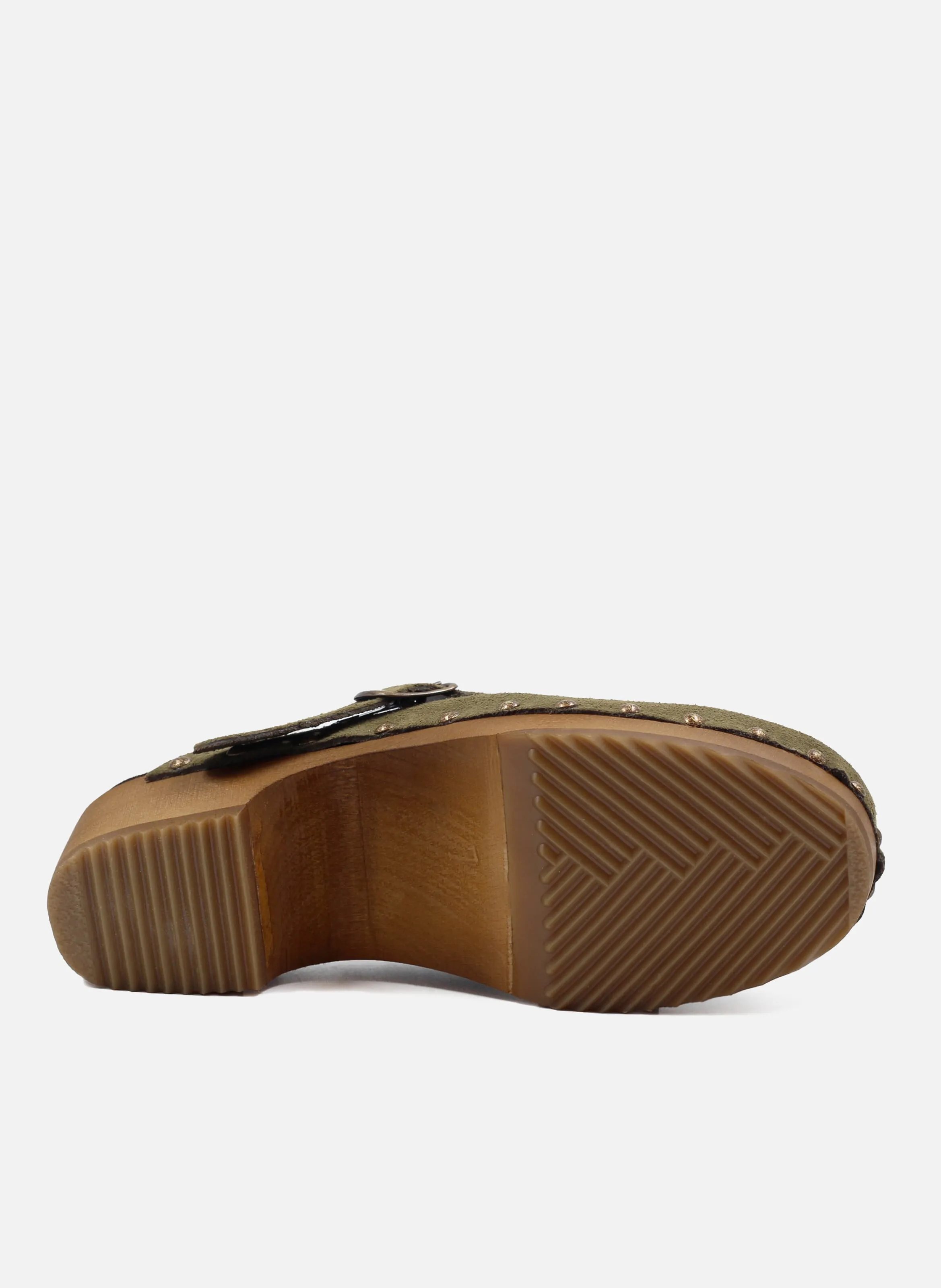JULES & JENN  Sabots bois brides en cuir daim - Vert