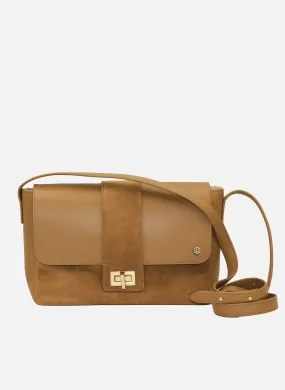 JULES & JENN  Sac bandoulière en cuir velours - Marron