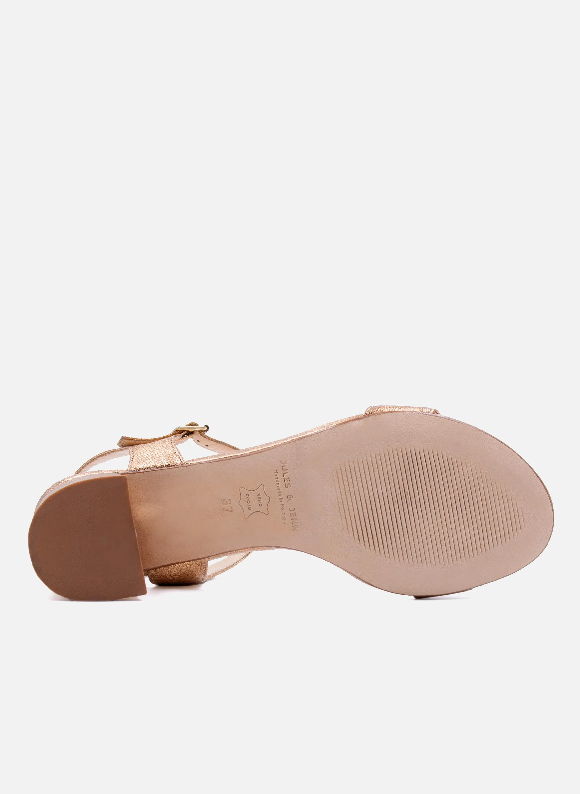 JULES & JENN  Sandales moyen talon en cuir métallisé - Rose