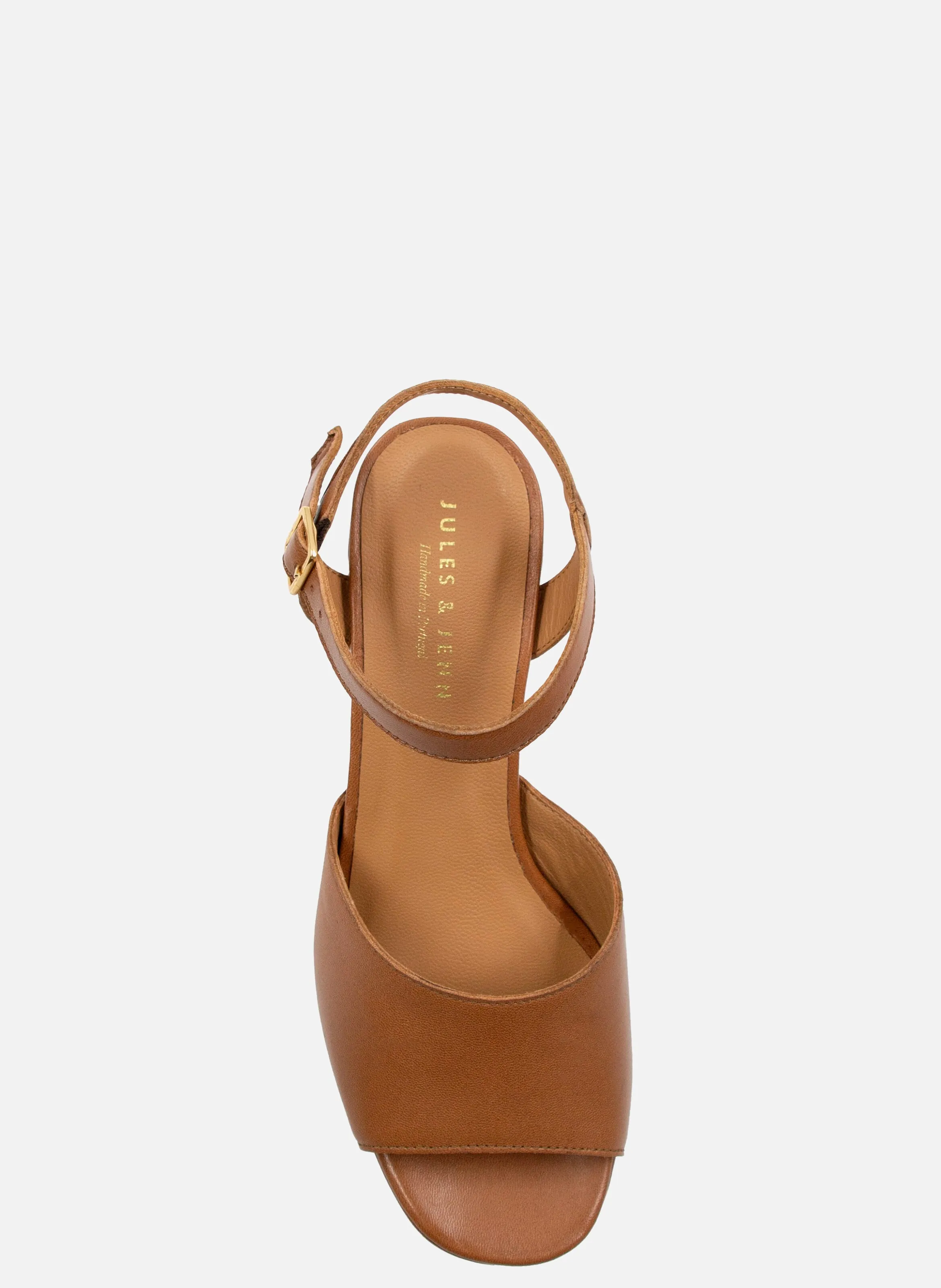 JULES & JENN  Sandales plateforme cuir lisse - Marron