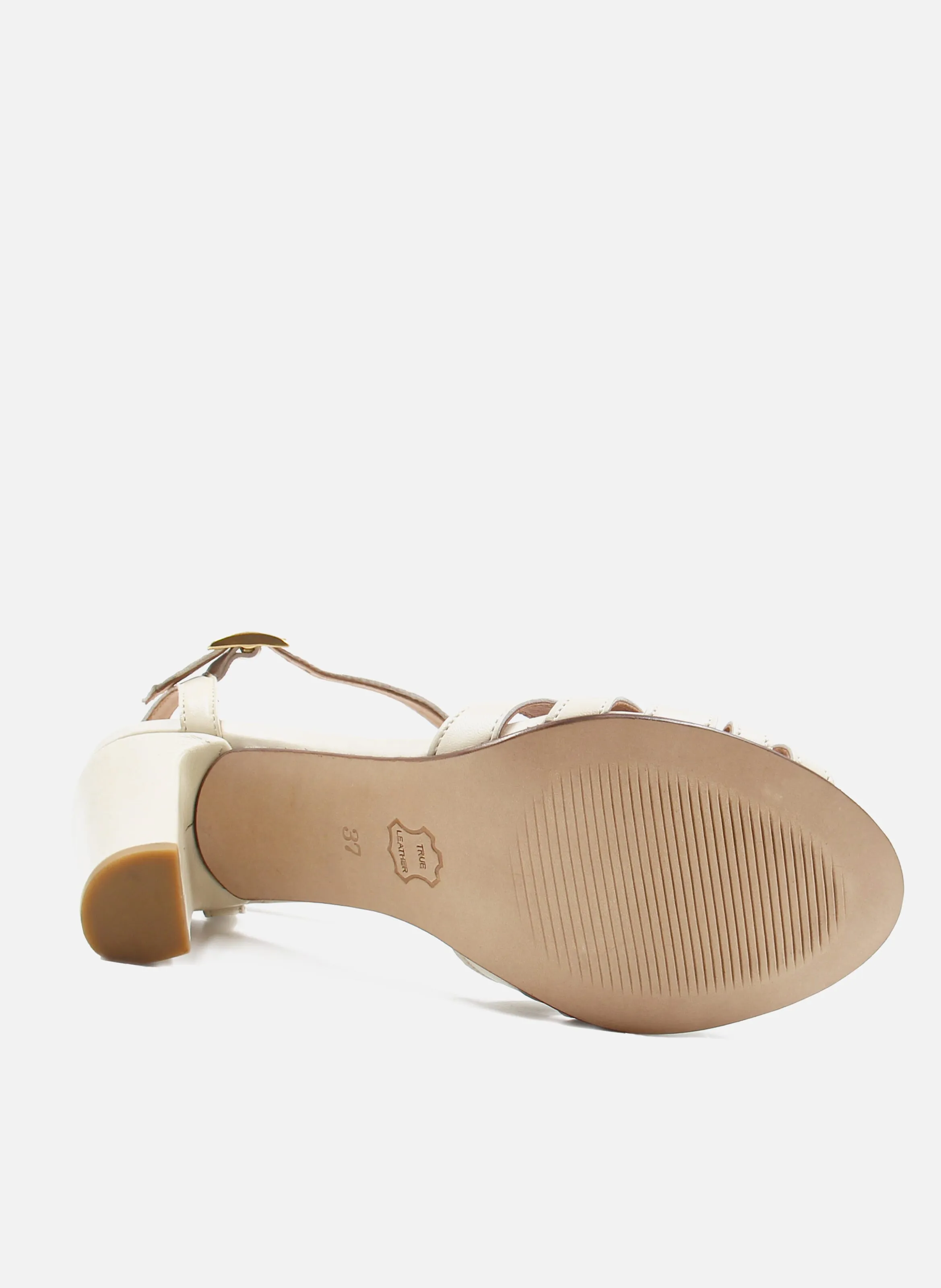 JULES & JENN  Sandales talon brides en cuir - Blanc