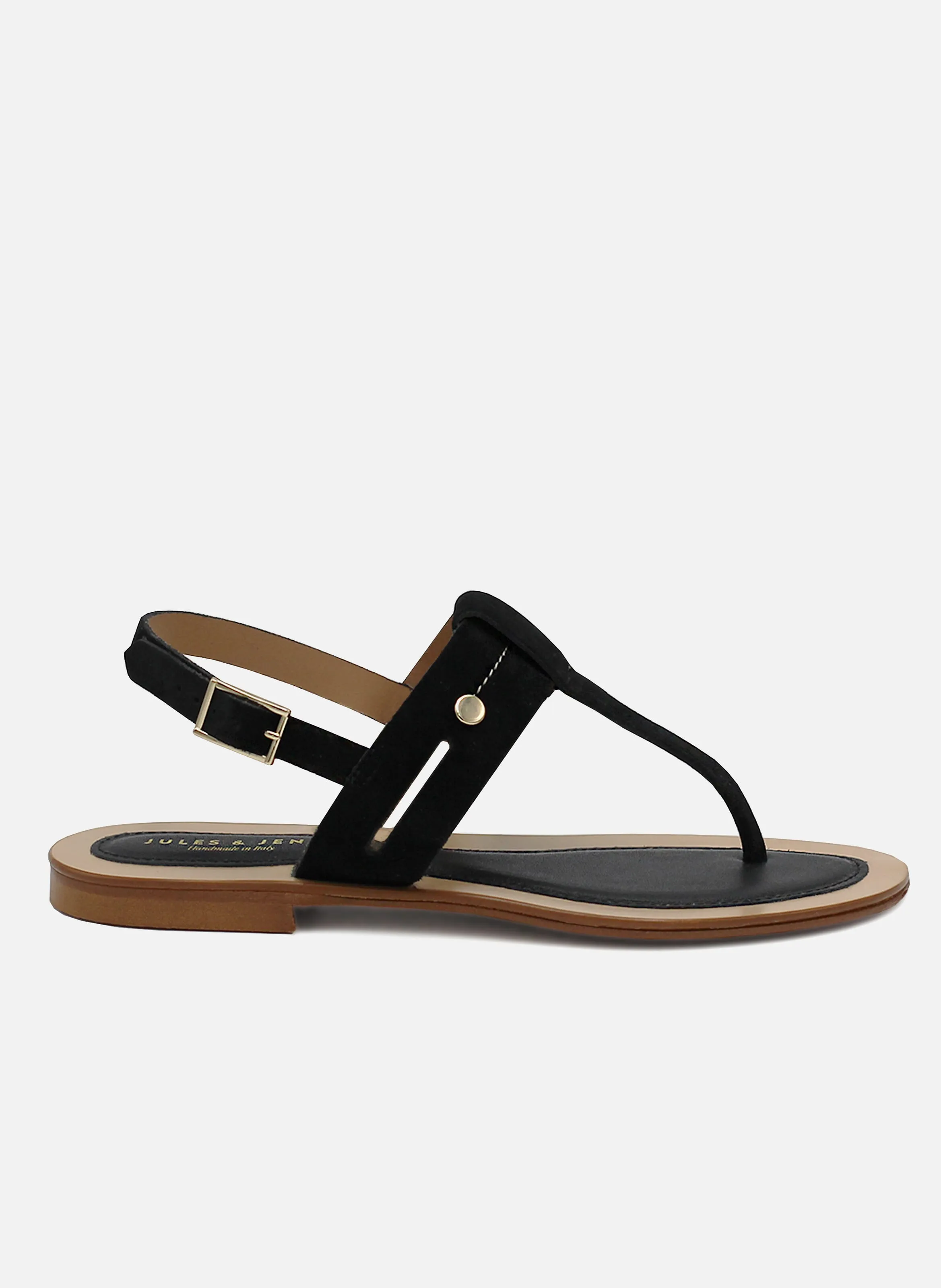 JULES & JENN  Sandales tropéziennes en cuir daim - Noir
