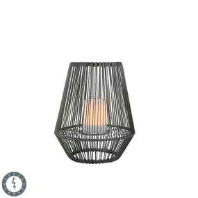 Lampe de table d'extérieur grise rechargeable avec solaire IP44 - Emiliano
