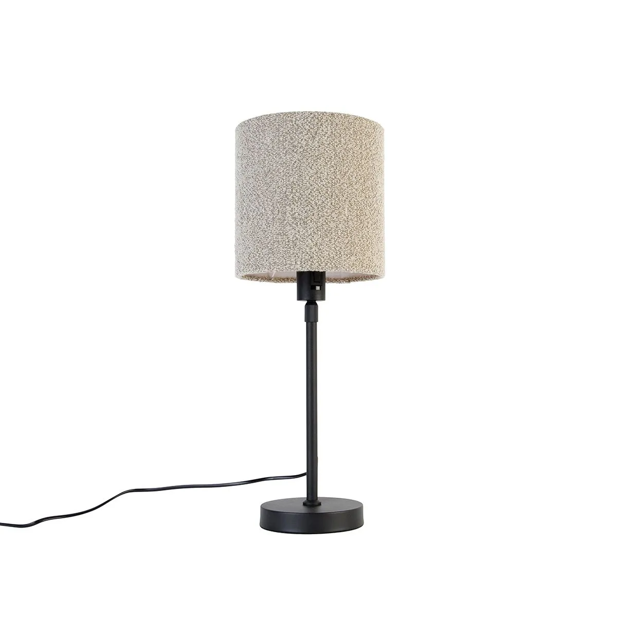 Lampe à poser noire orientable avec abat-jour bouclé taupe 20 cm - Parte