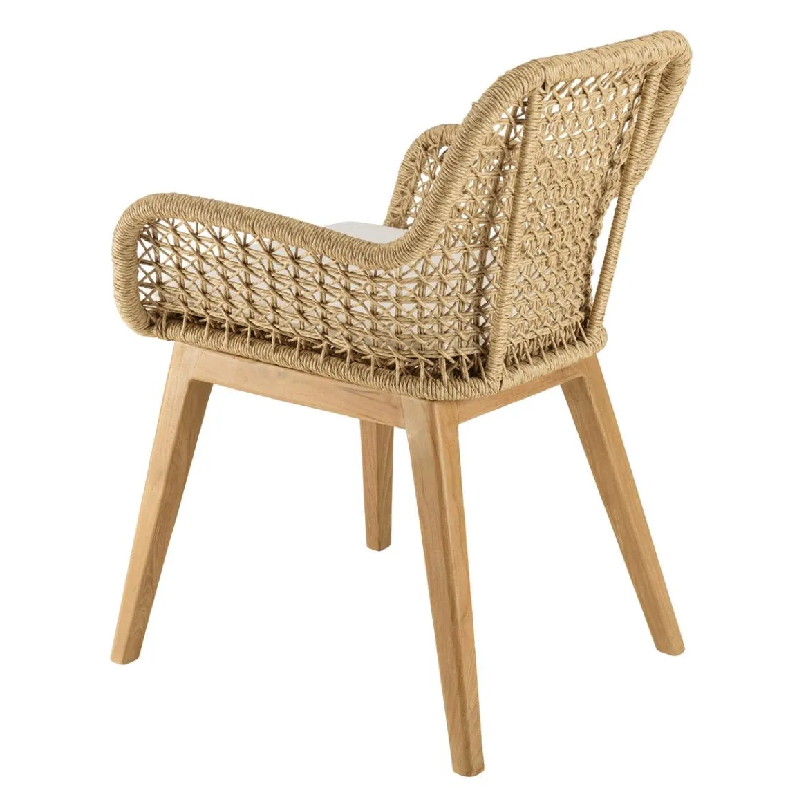 Lot de 2 fauteuils jardin teck rotin synthétique et coussin blanc VALERIA | 3 Suisses