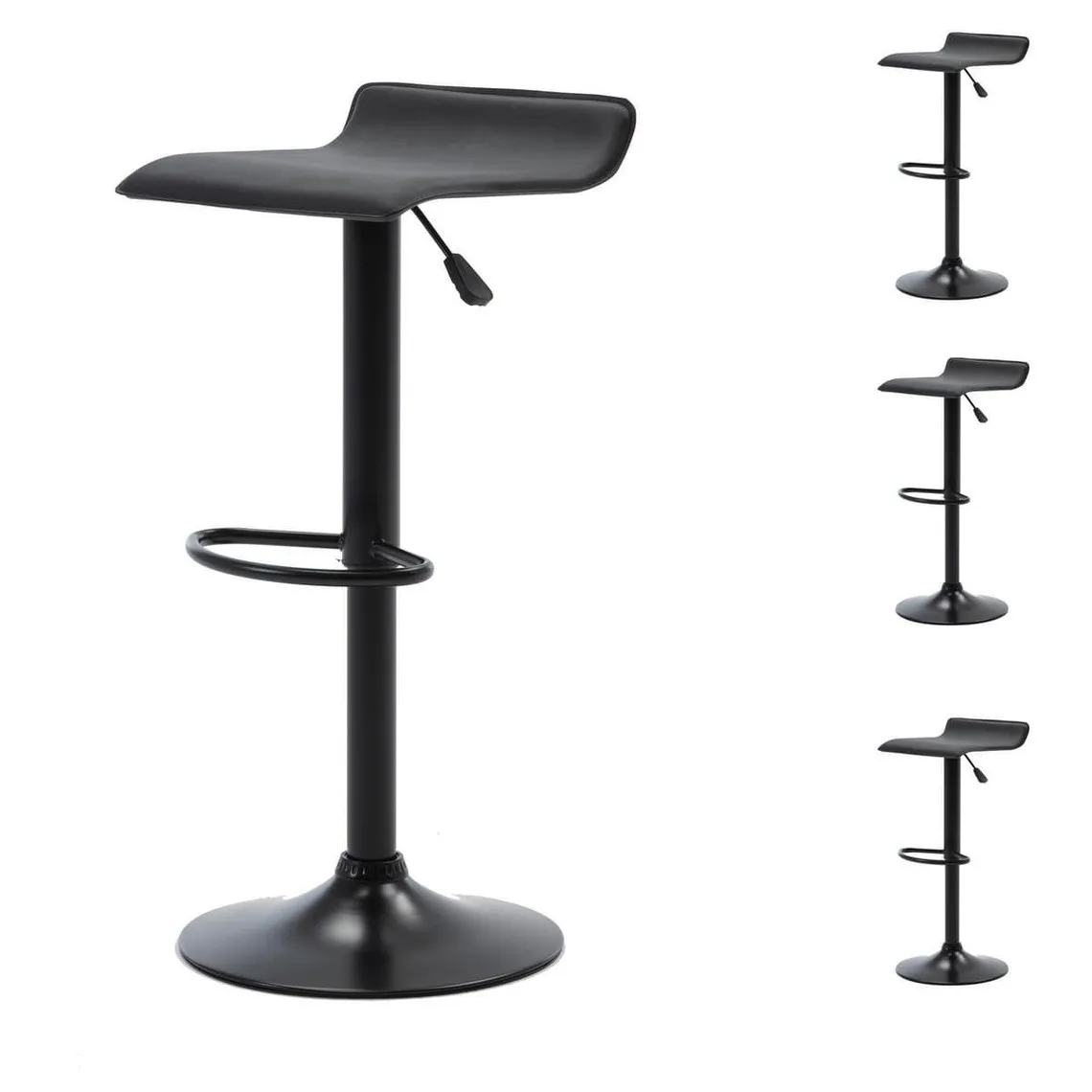 Lot De 4 Tabouret De Bar Réglables Noir, pieds en Métal Noir | 3 Suisses