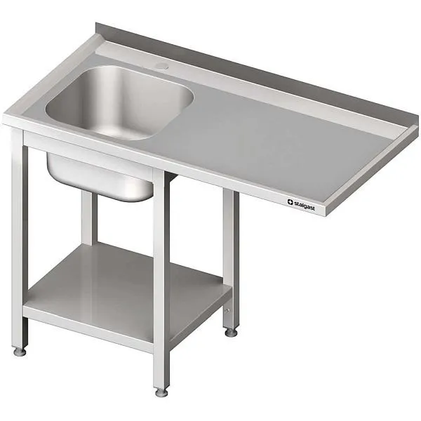 Meuble évier Stalgast avec base et surplomb 1200x700x850 mm évier à gauche dosseret soudé VST12704LA acheter à bas prix 