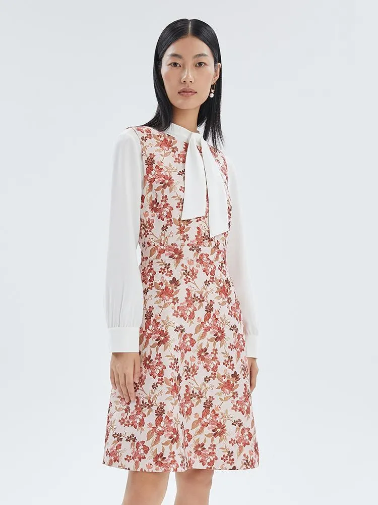 Mini-robe débardeur en jacquard fleuri