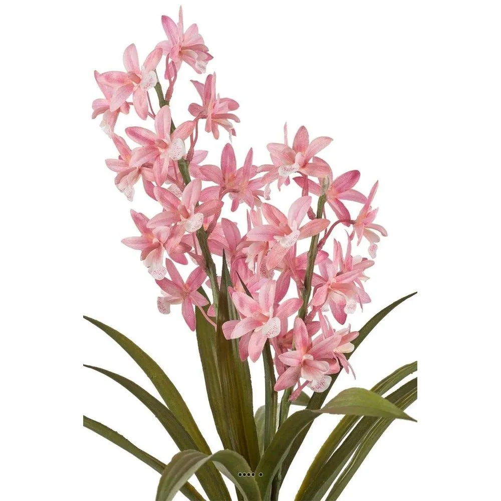 Orchidée cymbidium artificielle en pot h45cm rose