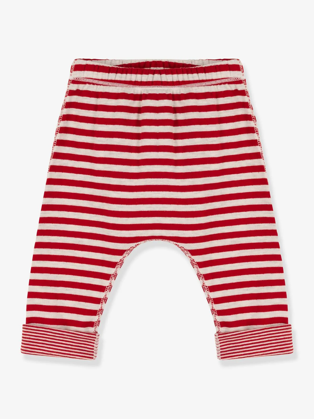 Pantalon bébé rayé en tubique - PETIT BATEAU rouge - Petit Bateau