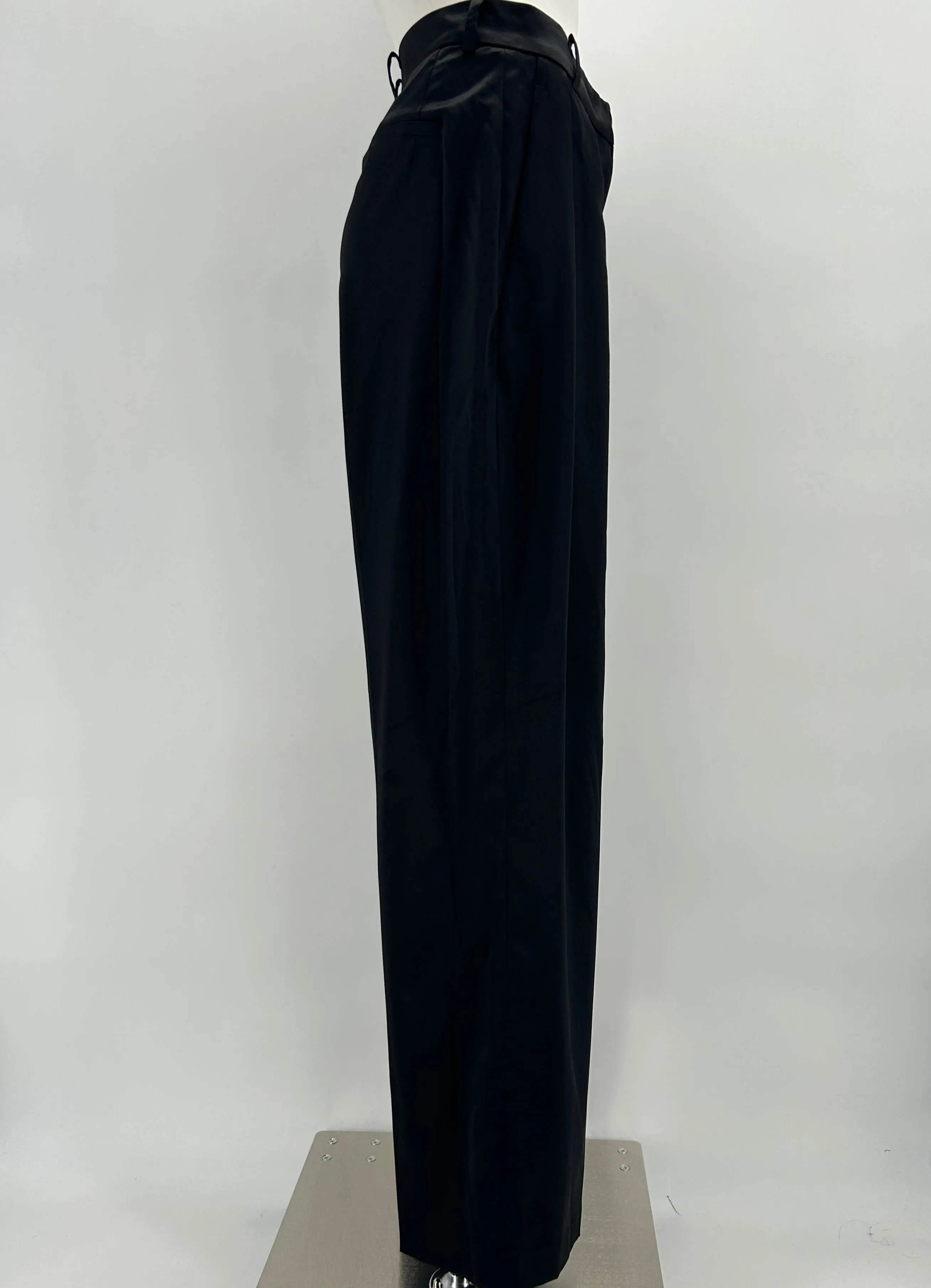Pantalon de tailleur satiné noir Eliane