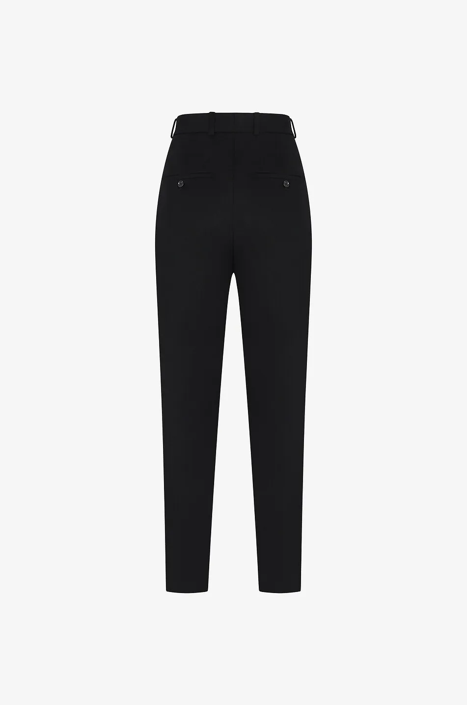 Pantalon en laine taille mi-haute à plis surpiqués