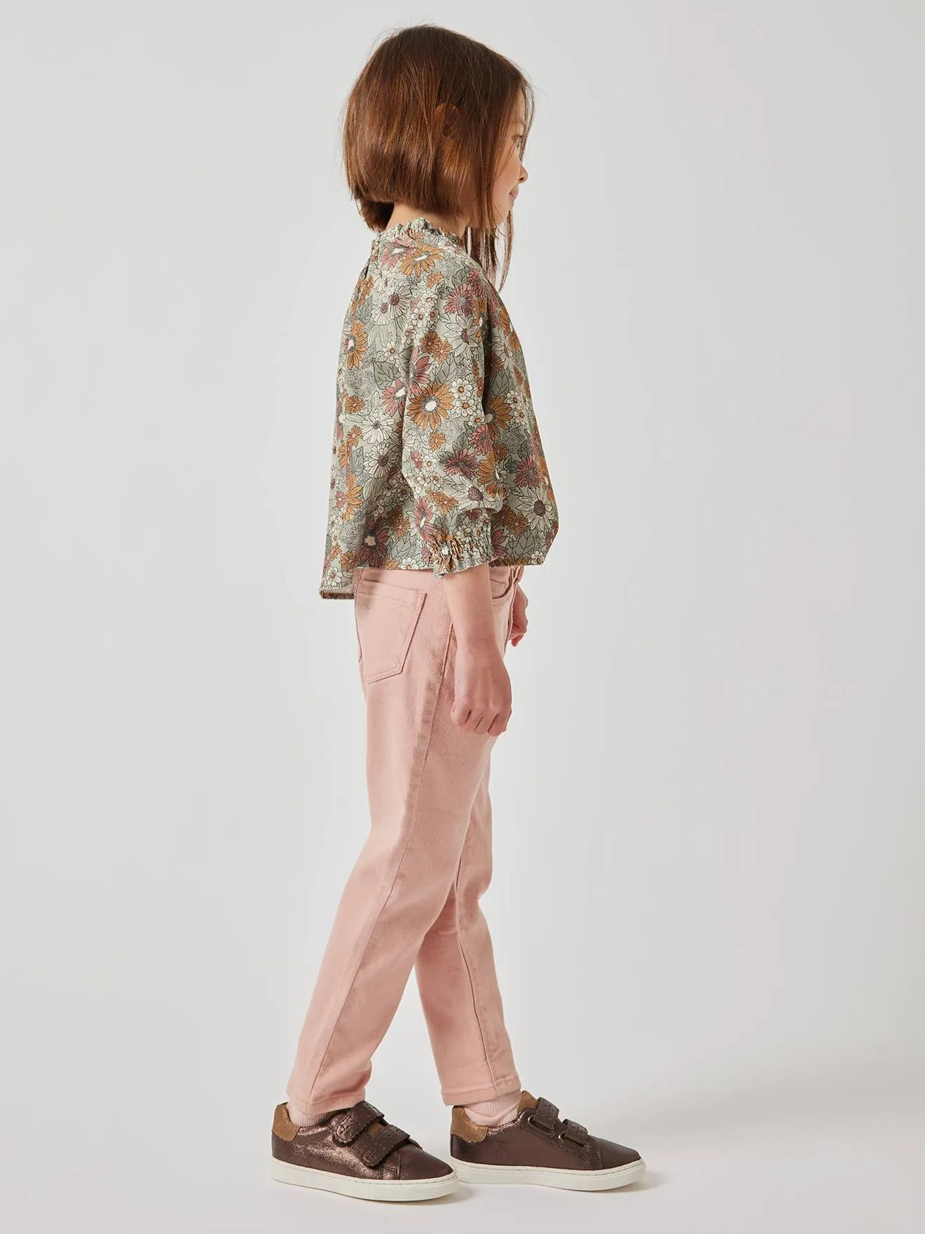 Pantalon Mom MorphologiK Tour de hanches MEDIUM fille rose poudré - Vertbaudet