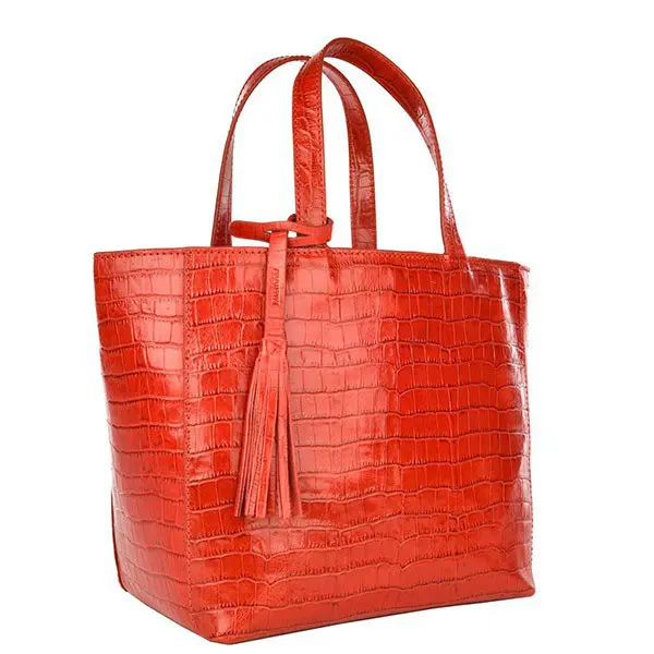 Petit cabas Parisien Croco Cuir Cerise | Loxwood - Gandy.fr
