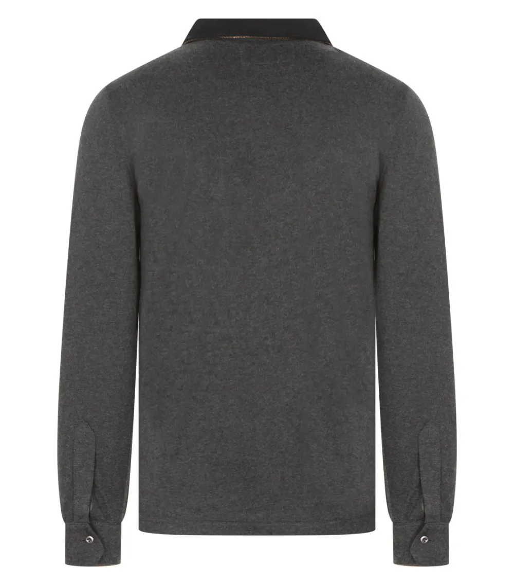 Polo La Squadra coton avec manches longues et col polo  anthracite