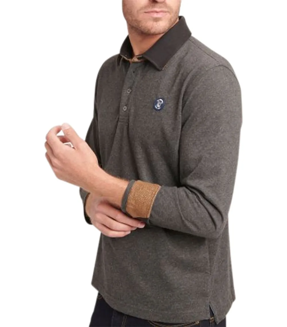 Polo La Squadra coton avec manches longues et col polo  anthracite