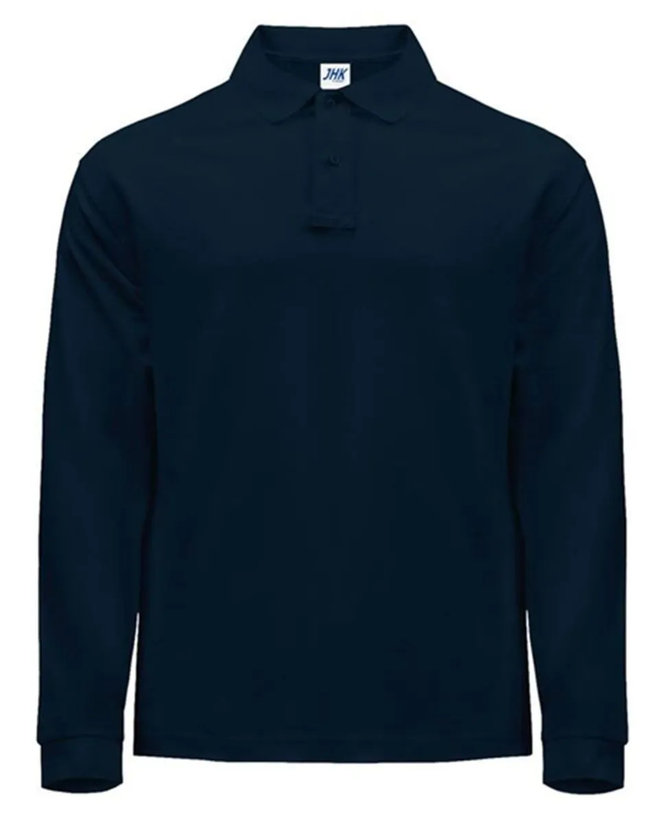 Polo manches longues - Homme - JK215 - bleu marine 