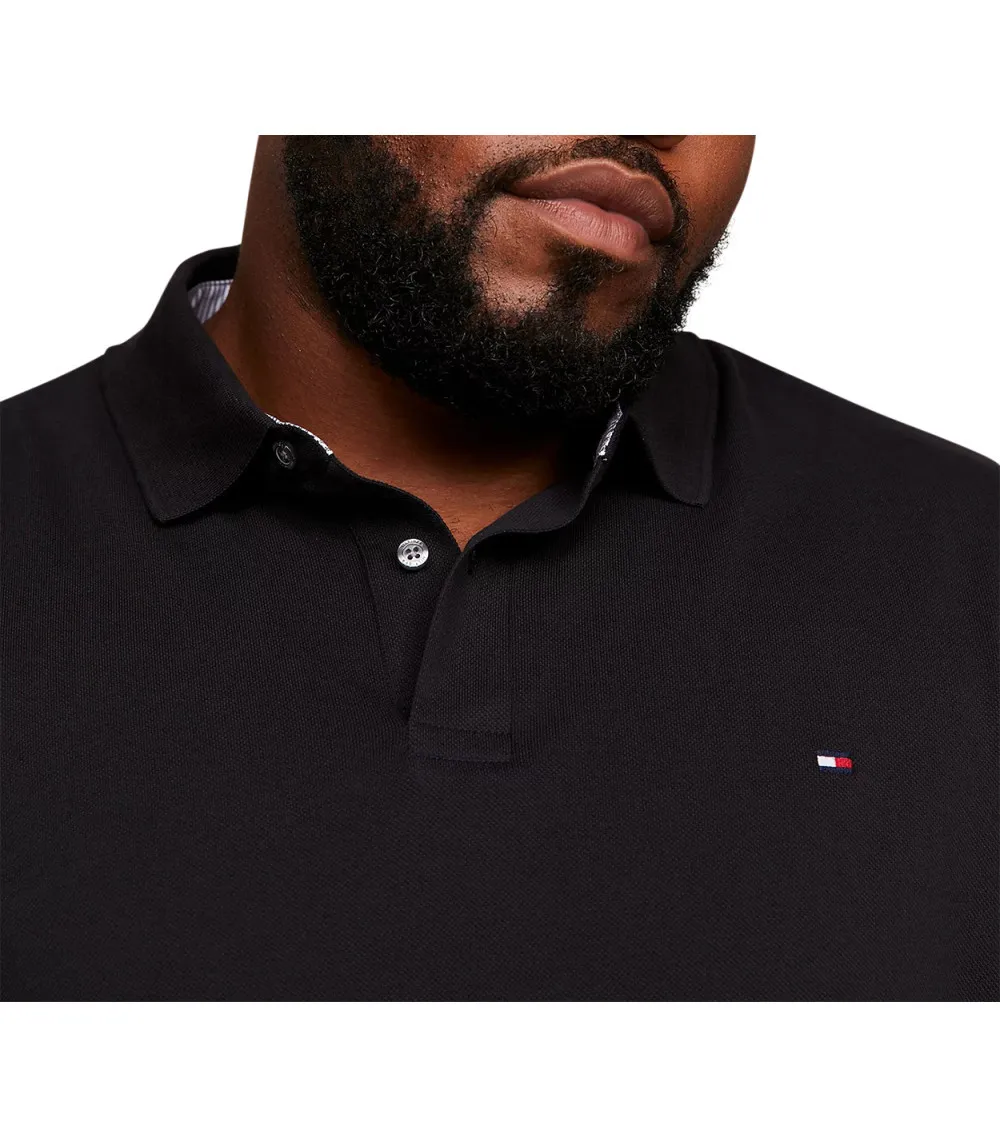 Polo Tommy Hilfiger Big & Tall Grande Taille avec manches longues et col boutonné noir