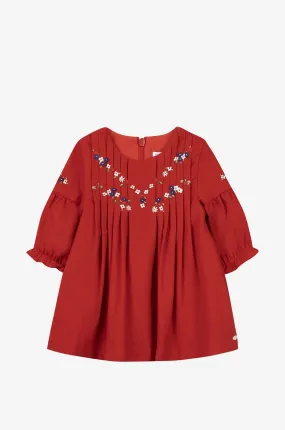 Robe bébé en flanelle à nervures et broderies