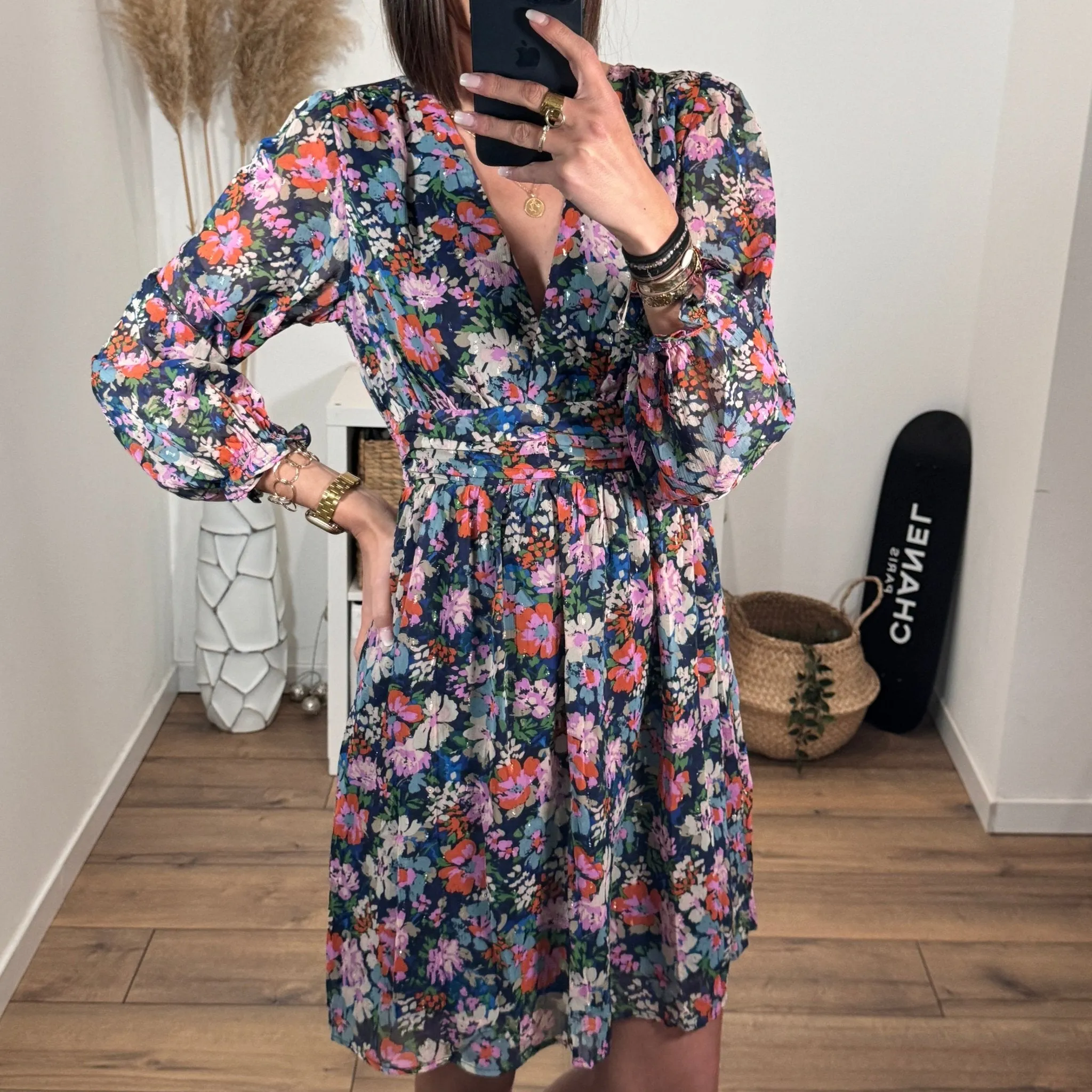 ROBE FLEURIE BLEU ET ROSE MAGALI