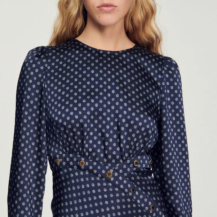 Robe longue fluide imprimé petits pois