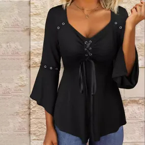 Rosalie | T-shirt noir femme à manches longues casual