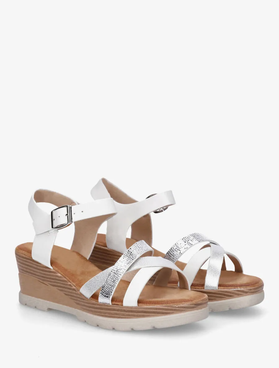 Sandales compensées brides croisées - Blanc