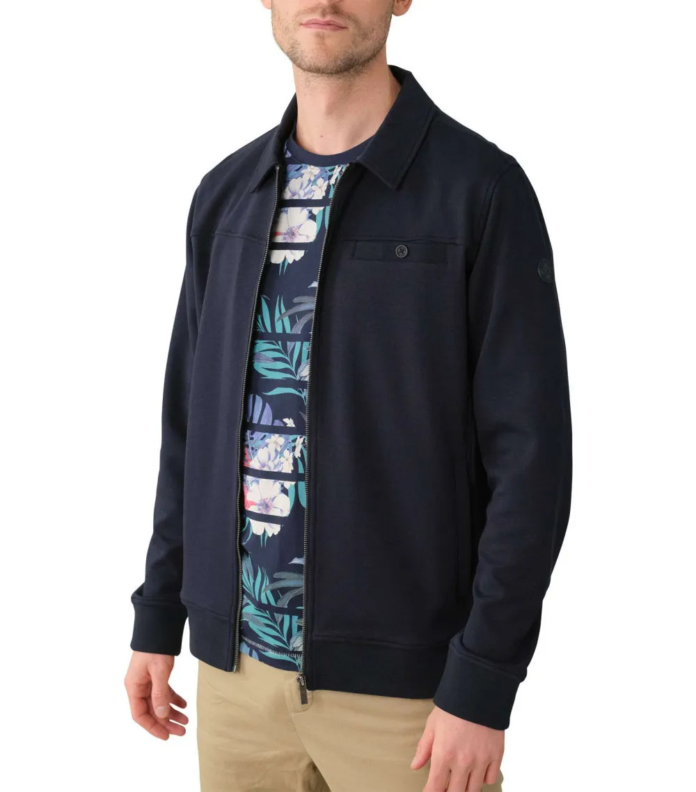 Sweat Deeluxe avec manches longues et col polo  marine