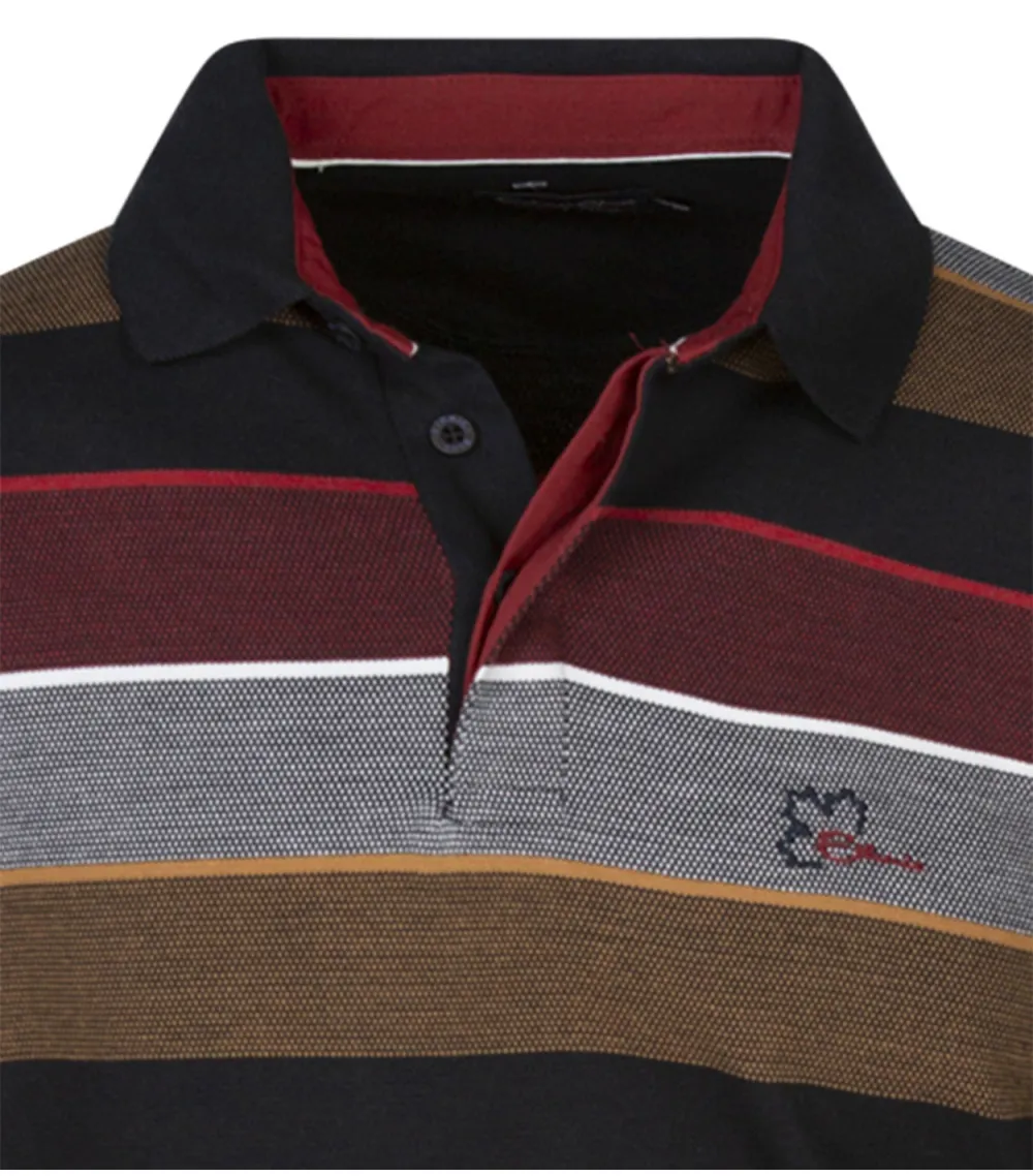 Sweat Ethnic Blue avec manches longues et col polo rouge rayé