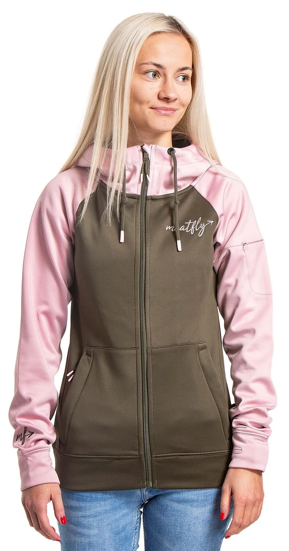 sweat-shirt Meatfly Alisha Zip - Powder Pink/Olive - women´s