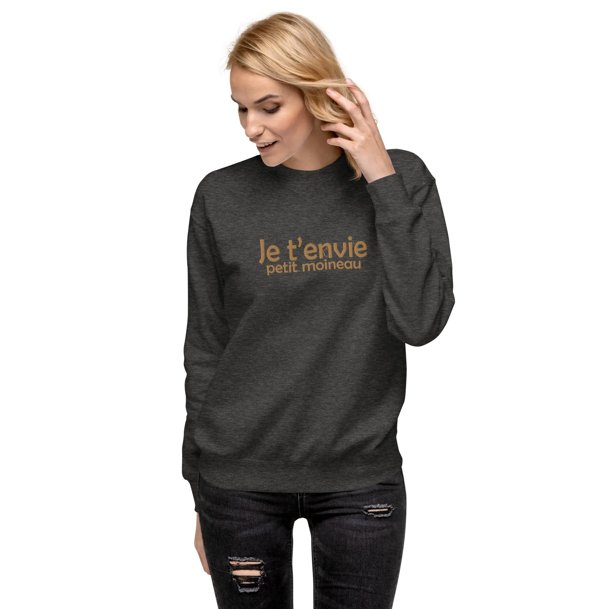 Sweatshirt premium Brodé Je T'Envie Petit Moineau