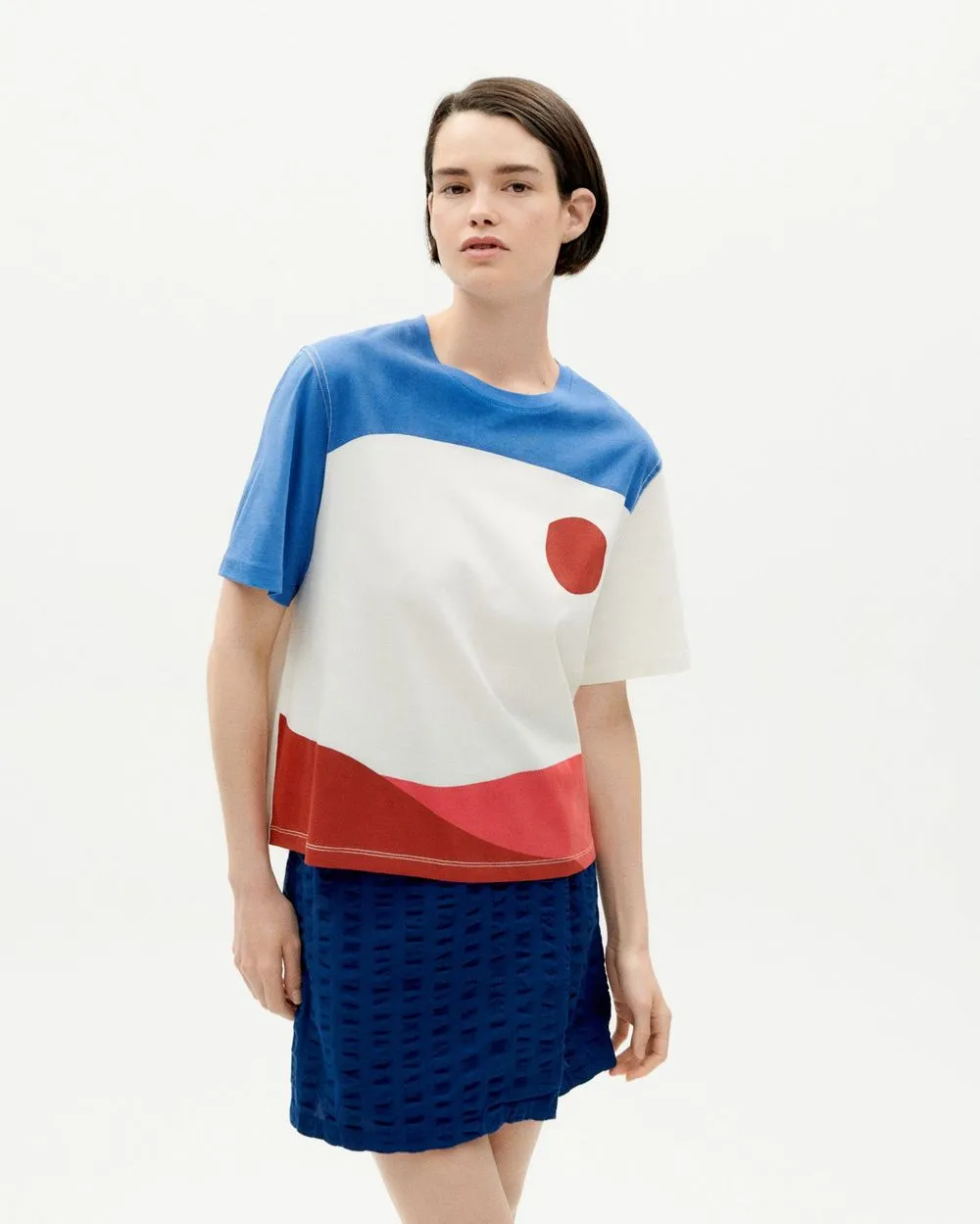 T-shirt en coton bio | blanc à motifs "abstract lucia t-shirt snow white" femme